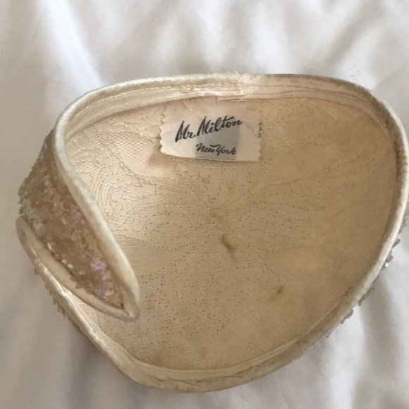 VINTAGE 1950s fascinator hat iridescent sequins - Picture 2 of 4